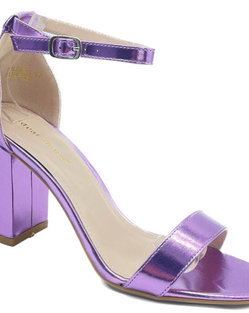 Metallic sandaal met hak lila