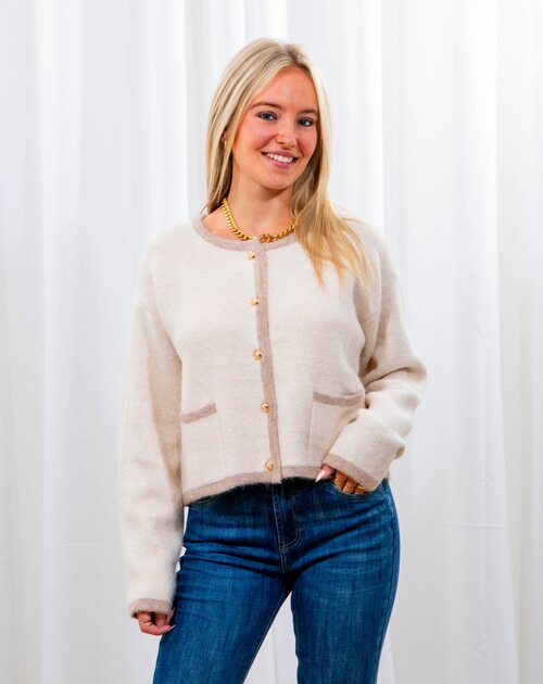 Gilet met knopen Inez beige