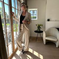 Blazer oversize Valentina ribfluweel beige