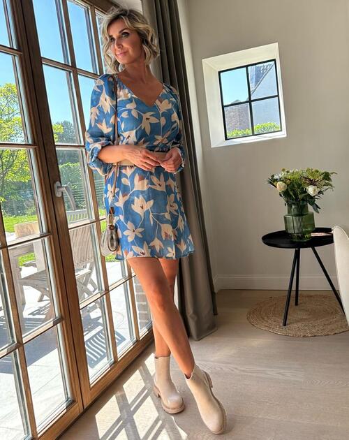 Jurk lange mouw Paola blauw