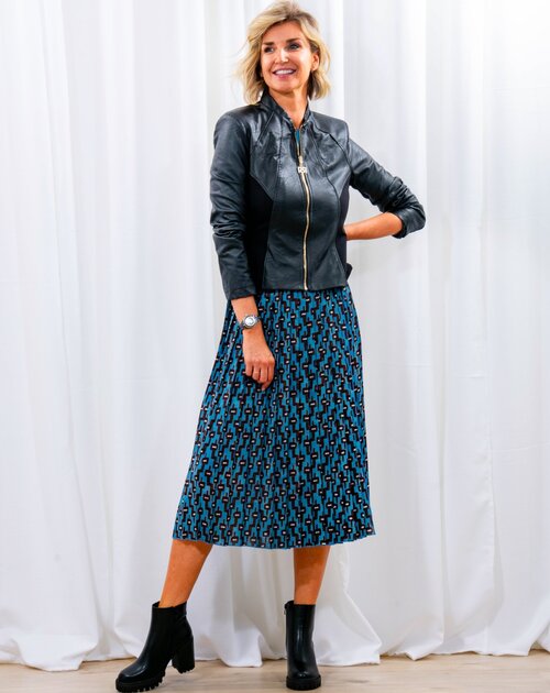 Rok Flavia blauw bruin print