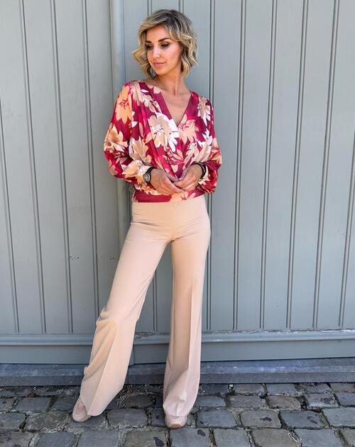Bloes lange mouw Irene rood print
