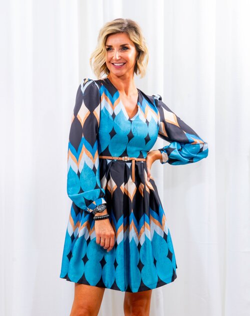 Jurk lange mouw Emmie print - 2