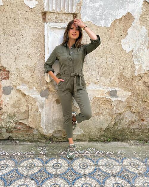 Jumpsuit lange mouw Teodora blauw