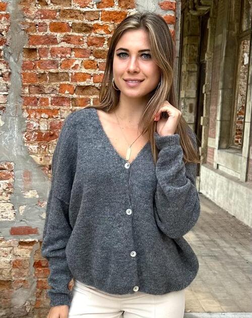 Gilet met knopen Amelia grijs