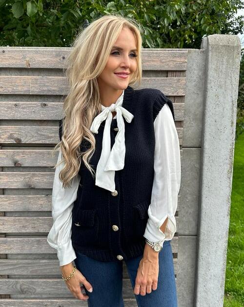 Gilet met knopen Caroline blauw
