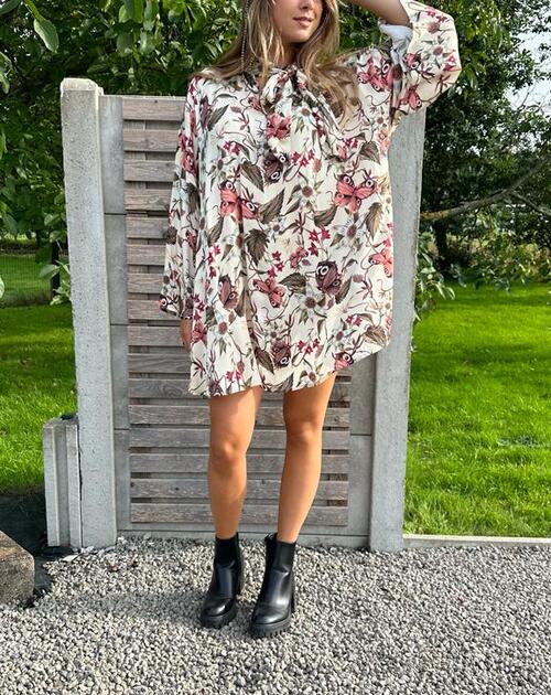 Jurk lange mouw Elle beige 