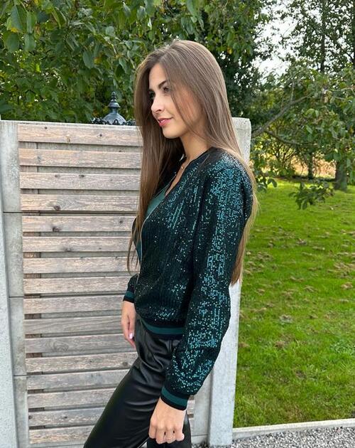 gilet met rits en paillettes Adalicia groen - 2