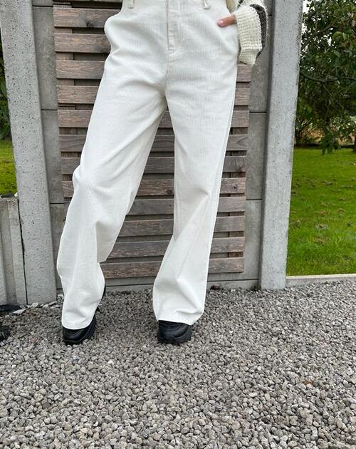 lange broek Allette ribbel ecru