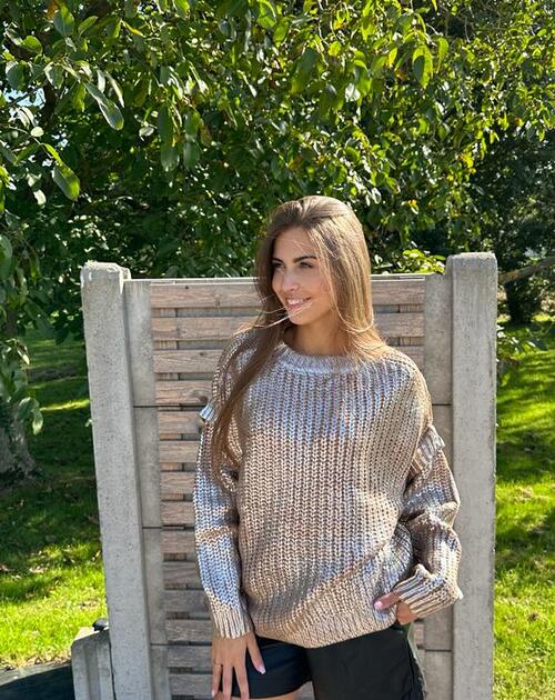 Trui met goudschijn FOLIE camel