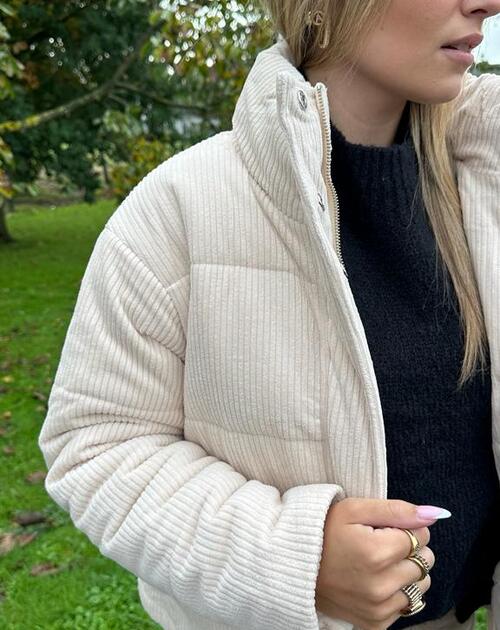 korte jas met ribbel Lynn ecru  - 2