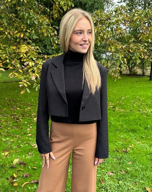 blazer kort Suze met revers zwart 