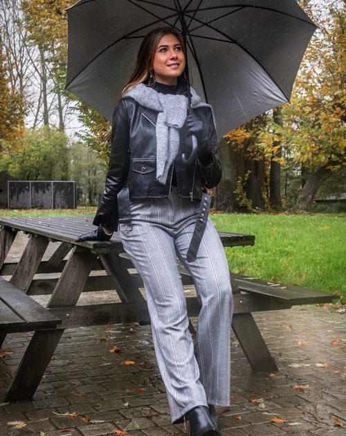 Lange broek Cadencia gestreept grijs