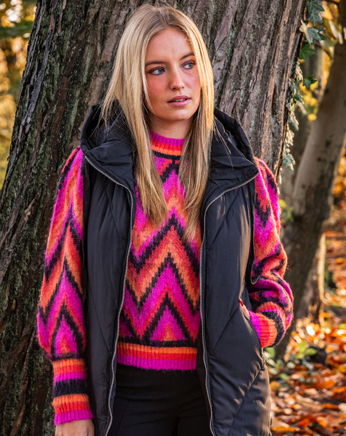 trui Calais roze zigzag