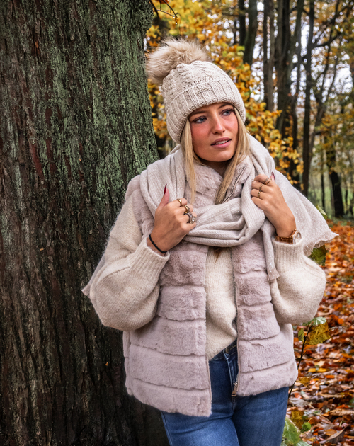 vestje Camila namaakpels beige