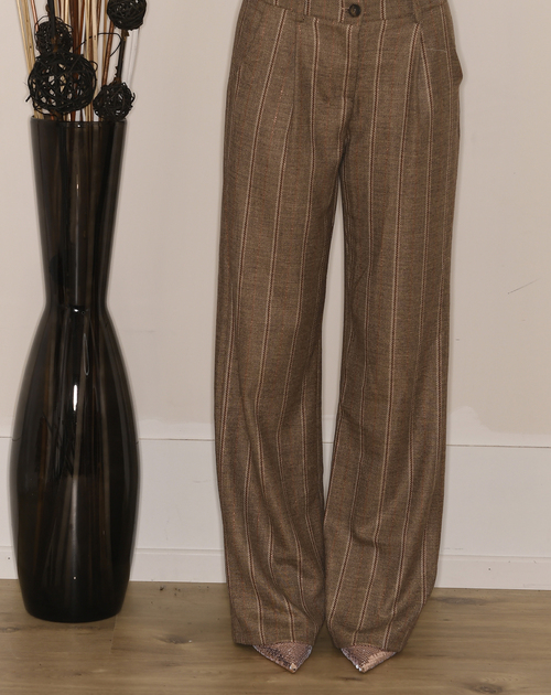 Lange broek Cadencia gestreept grijs