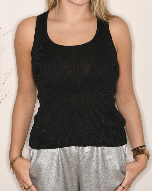 top Cheyenne zonder mouw zwart met lurex