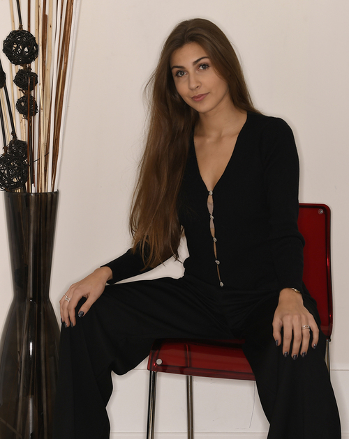 gilet Clodia lange mouw zwart met knoopjes strass - 2
