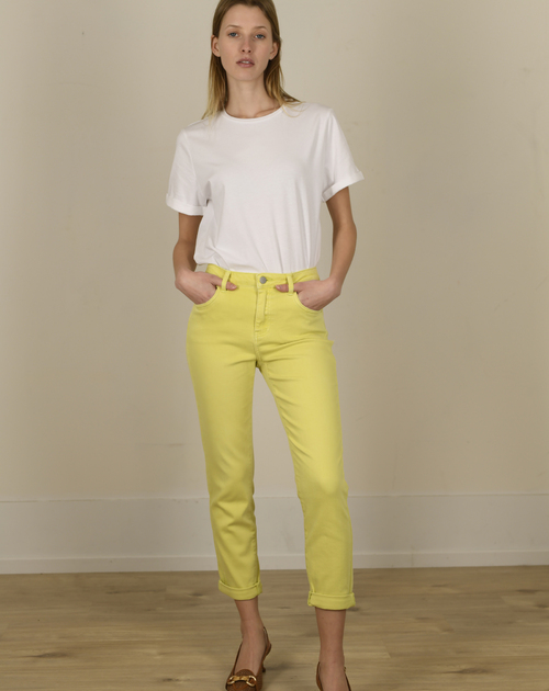 gekleurde jeans mom fit geel