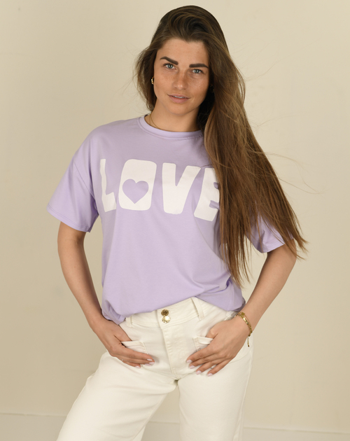 T-shirt Love korte mouw rose