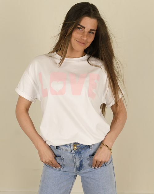 T-shirt Love korte mouw rose