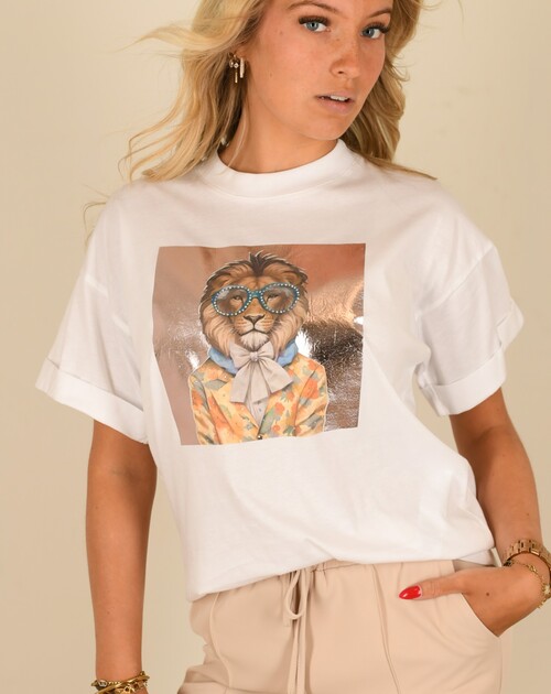 t-shirt korte mouw met print lion