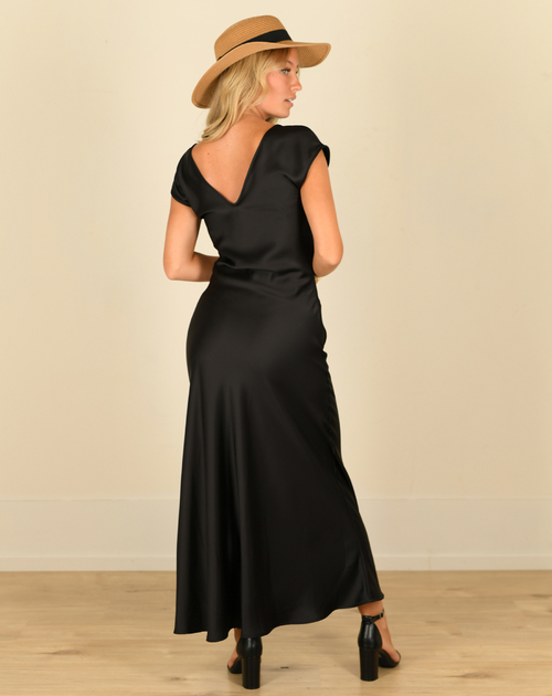 lange jurk satijn zwart - 2