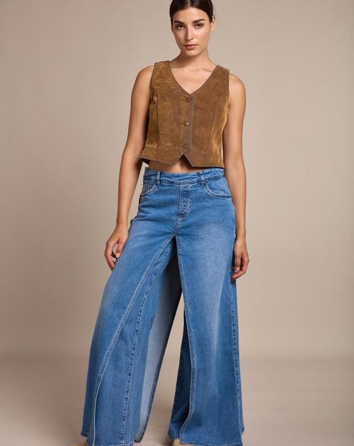 Jeans wide met open pijpen - 2