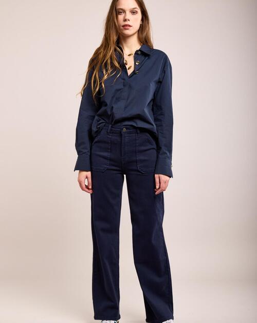 Lange jeans met opzetzakken wit