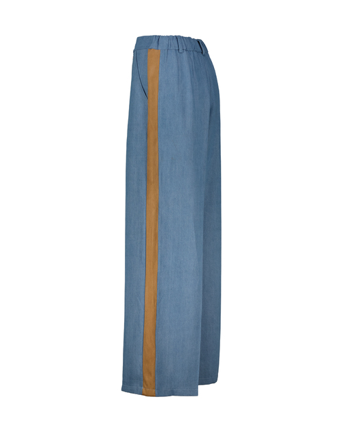 Lange broek wide met beige streep op zijkant - 2