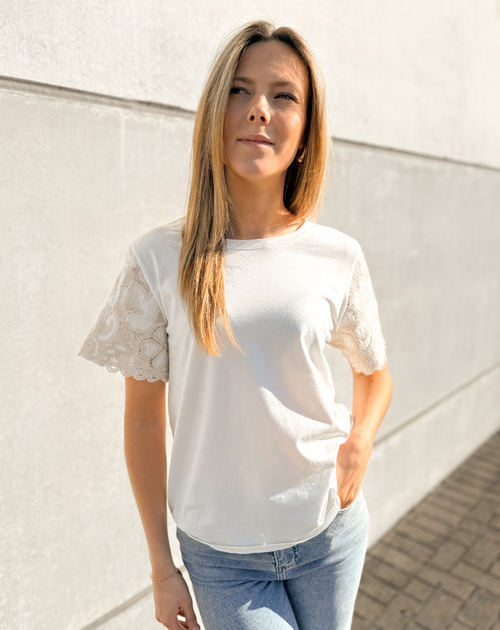 T-shirt korte mouw kant