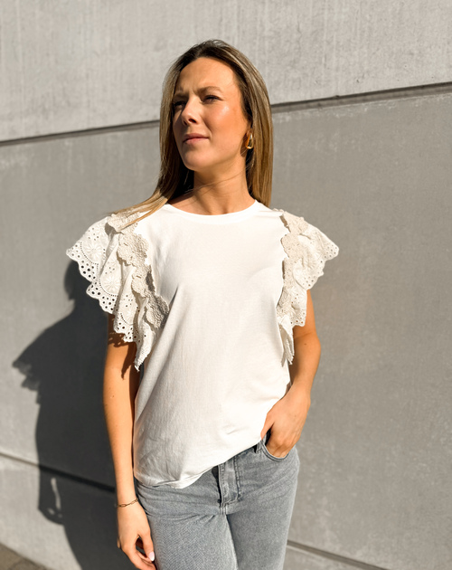 T-shirt korte mouw kant
