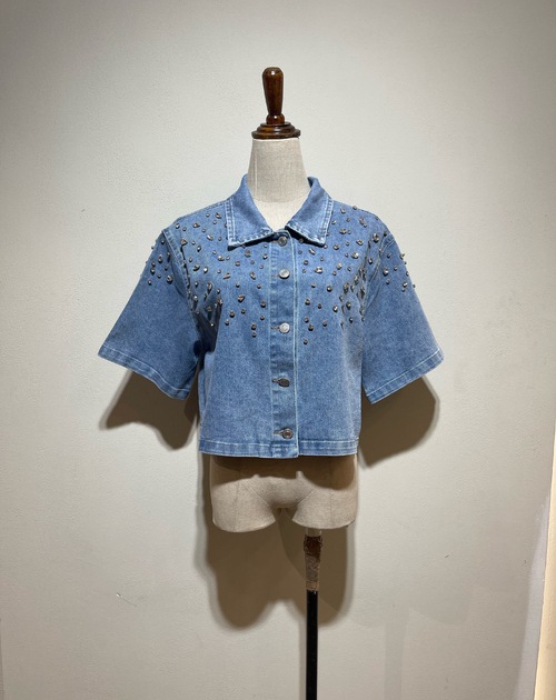 vestje denim met strass
