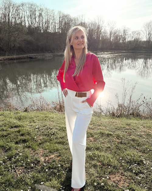 lange broek met lederaccent