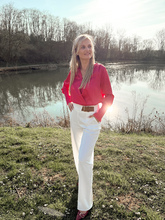 lange broek met lederaccent