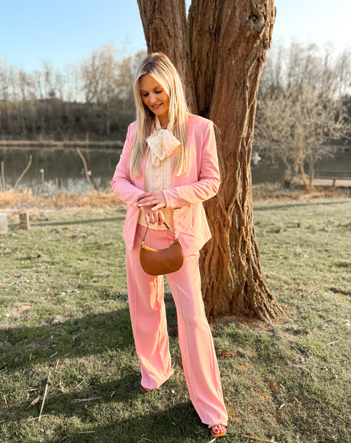 lange broek met lederaccent