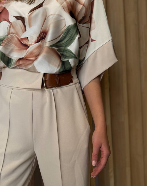 lange broek met lederaccent - 2