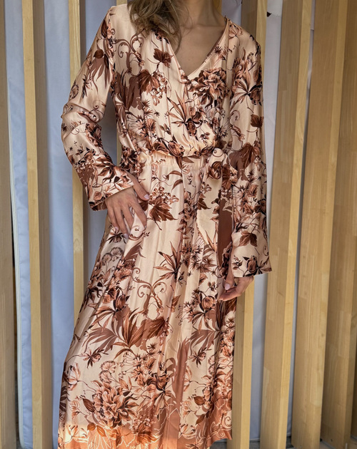 Lange jurk met lange mouw print