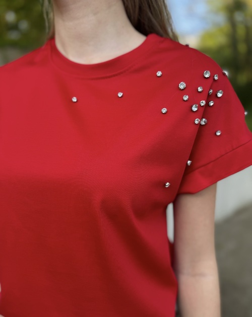T-shirt korte mouw met strass