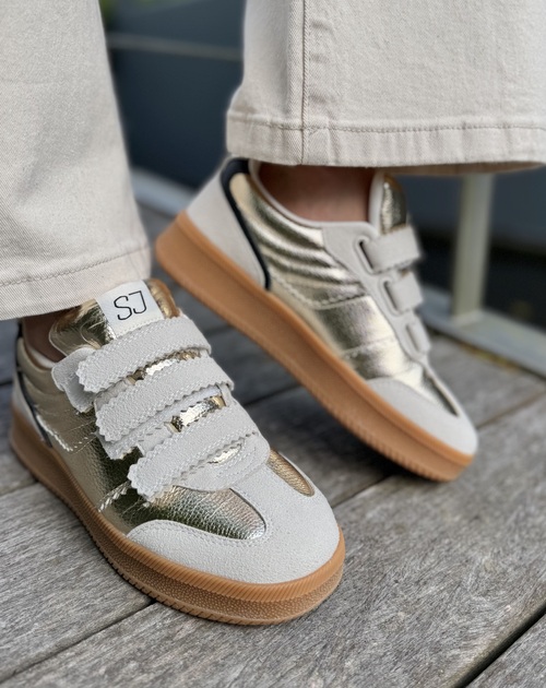 Sneaker wit-goud met velcro - 2