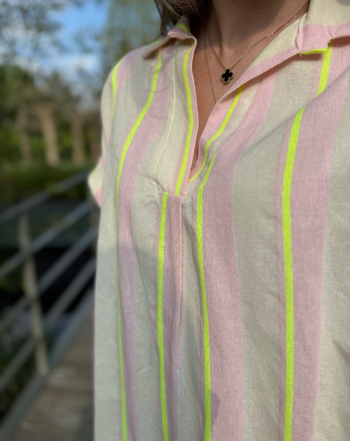 Jurk katoen gestreept fluo touch - 2
