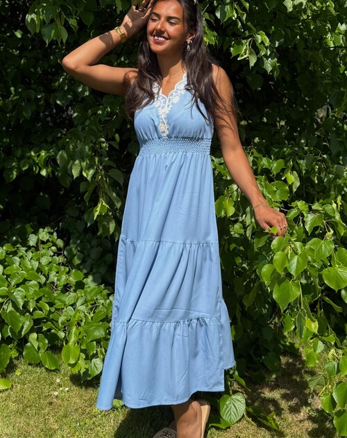 jurk mouwloos jeans met broderie - 2
