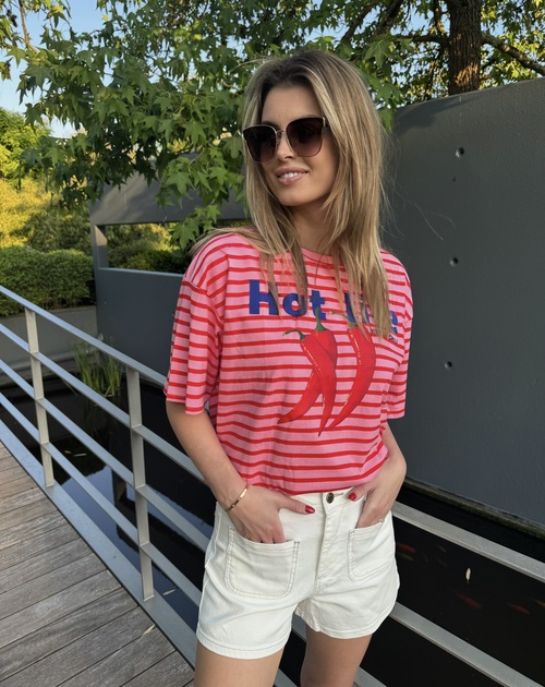 t-shirt korte mouw hot life gestreept