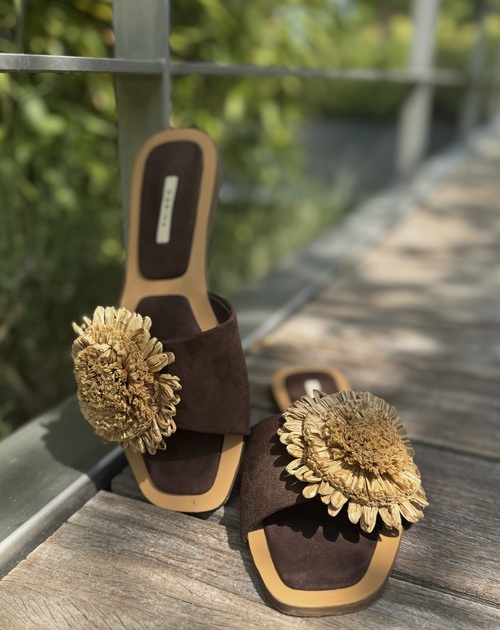 bruine instapper met bloem