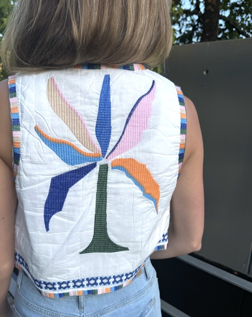 Open gilet met borduringen in kleur - 2