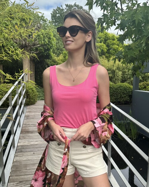 top met lurex aan arm