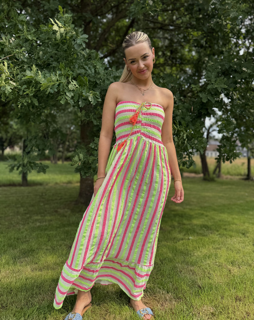 jurk bustier met accent fluo