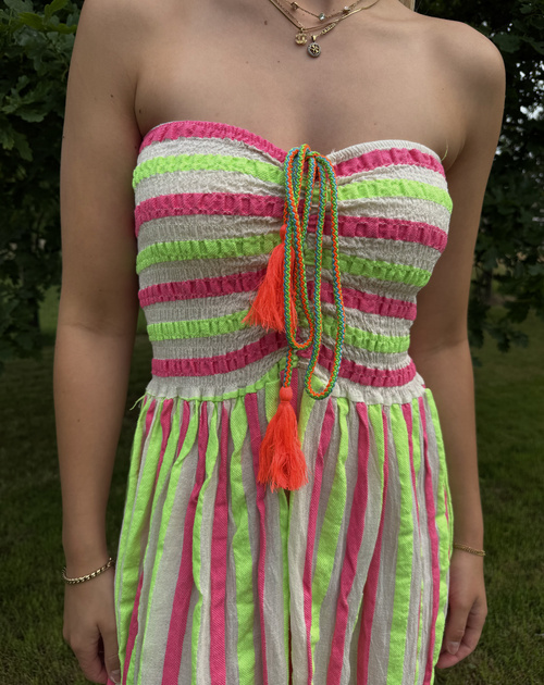 jurk bustier met accent fluo - 2