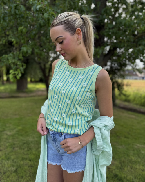 top gestreept met bloem