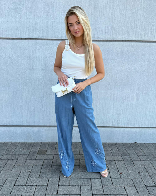 lange broek tencel broderie
